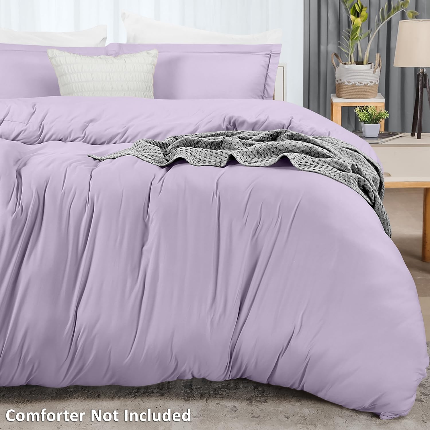 Utopia Bedding Duvet Cover Set - Queen Size 3-Piece with Zipper Closure | Lavender 90x90 Inches & 2 Pillow Shams