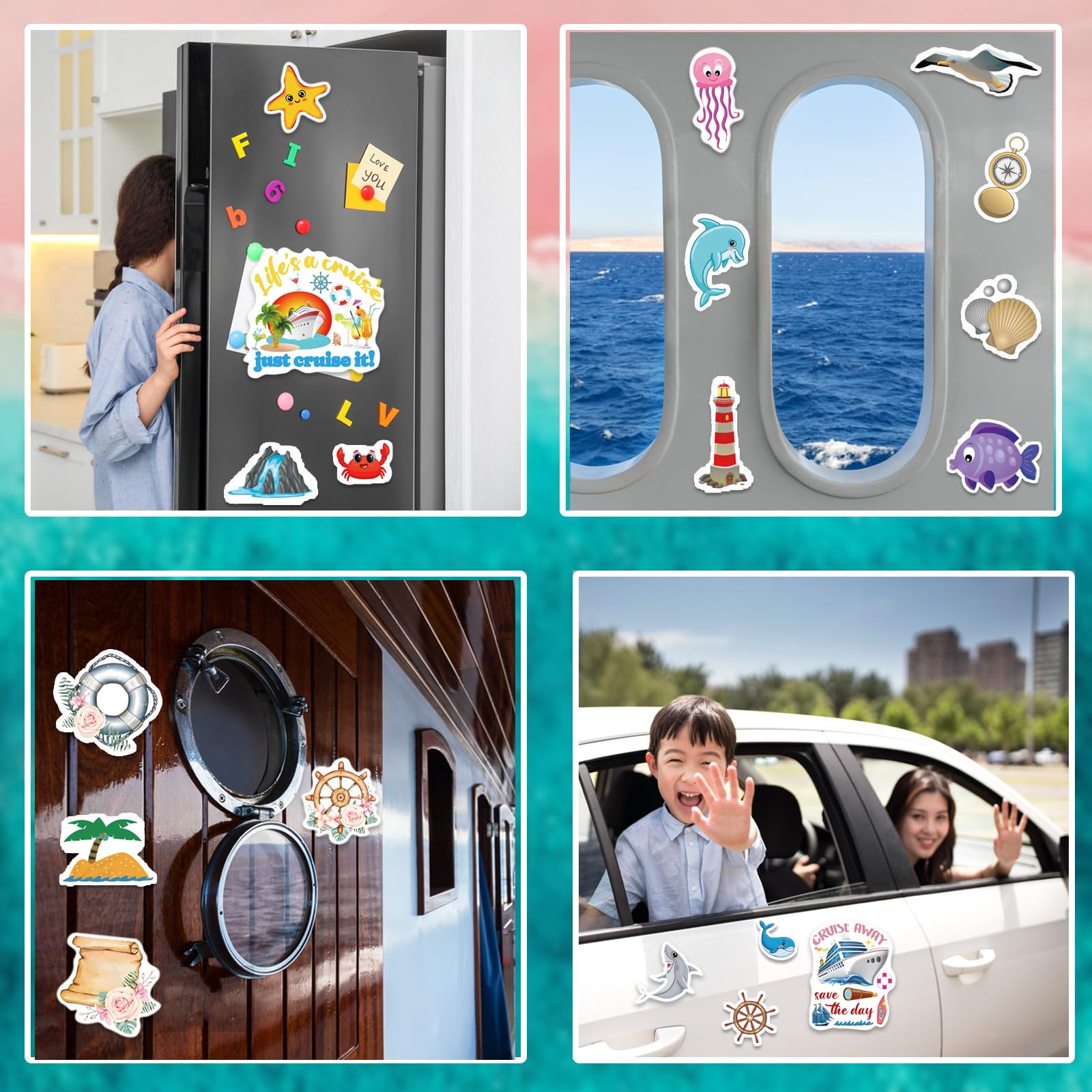 Rdanruy 30PCS Cruise Door Decorations Magnetic,Sea Navigation Cruise Ship Door Decorations Funny Boat Sea Animal Cruise Magnets for Door Decoration Cabin Refrigerator
