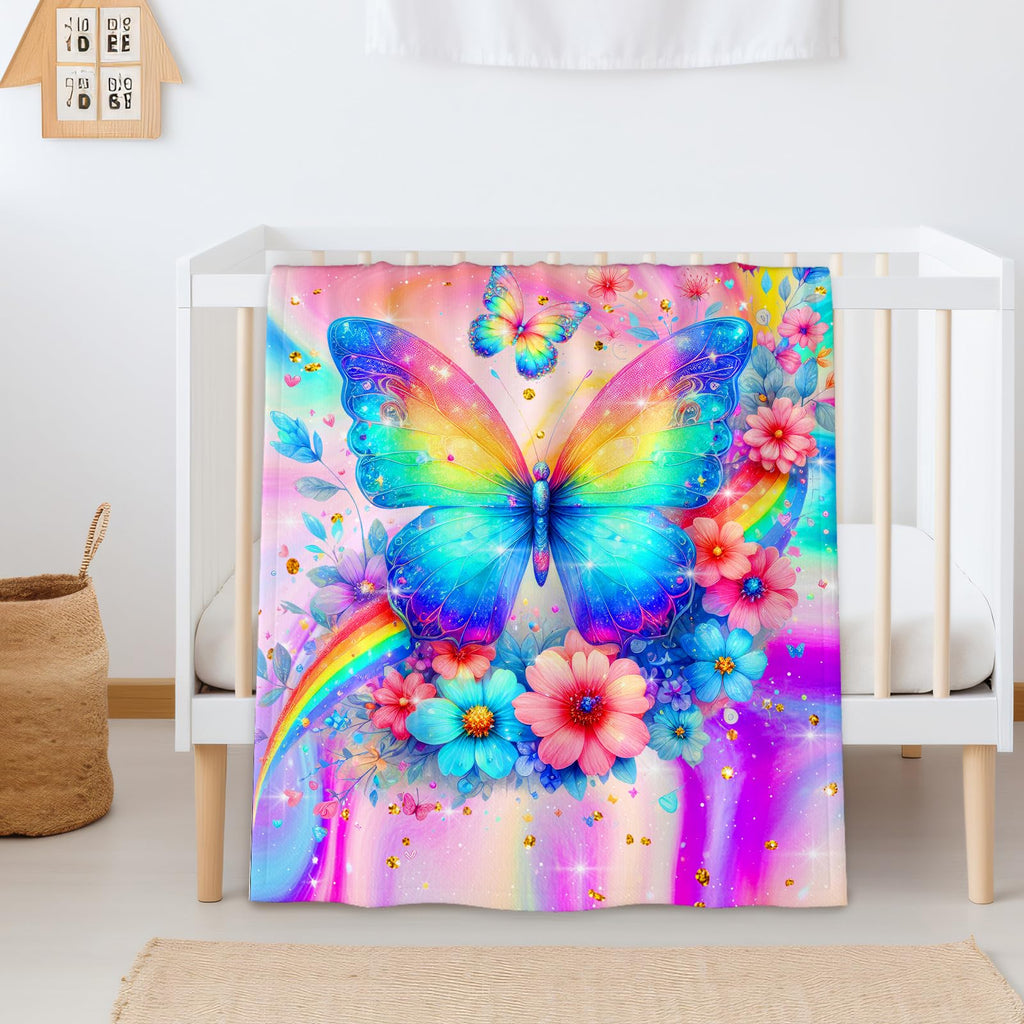 Sharecolor Blanket for Girls Butterfly Throw Blanket Gifts for Kids Teens, 60x50 Inches Cute Flannel Blankets Throws for Couch Sofa Bed