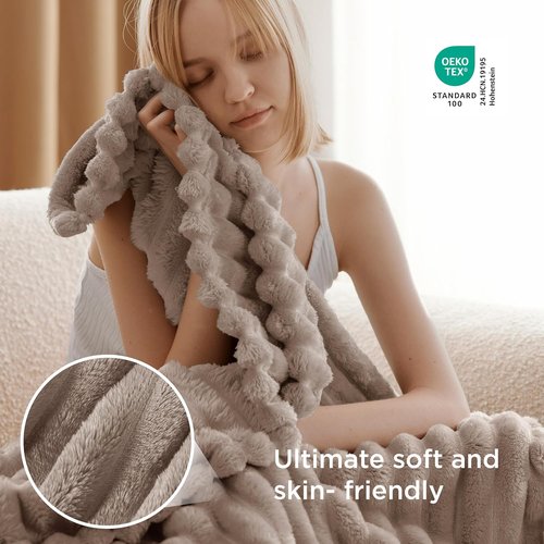Bedsure GentleSoft Fleece Blanket - Cozy Light Brown Throw for Couch, Perfect 60x80 Inches Size