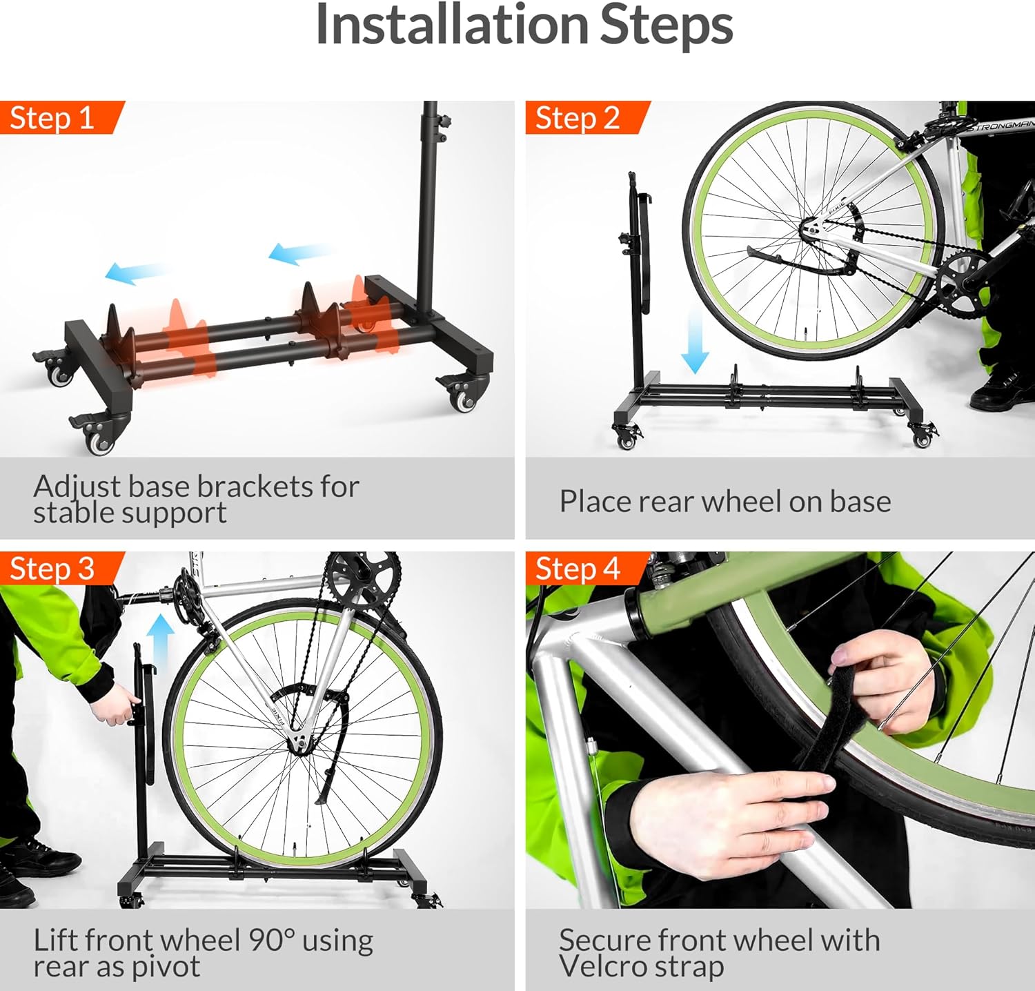 Sttoraboks Vertical Bike Stand - Freestanding Indoor Bicycle Rack with Adjustable Height for Wheels up to 29”