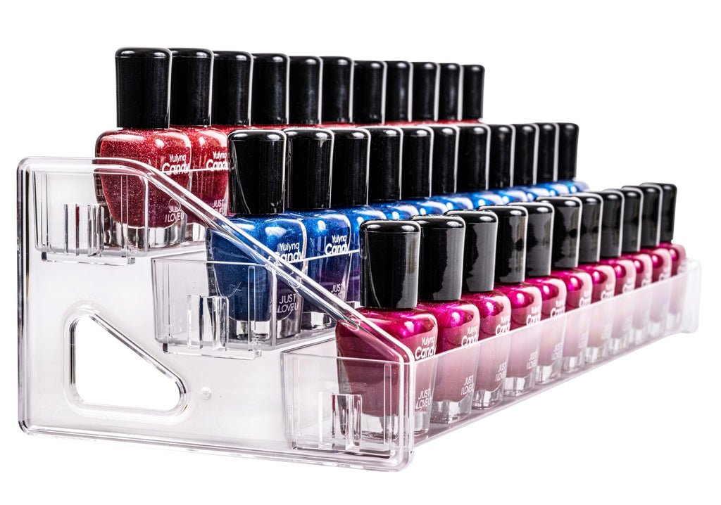 Pero Pero Nail Polish Organizer Acrylic Display Rack for Nail Polish Holder Sunglasses Organizer Essential Oils Holder Clear Eyeglasses Display Case Makeup Organizer