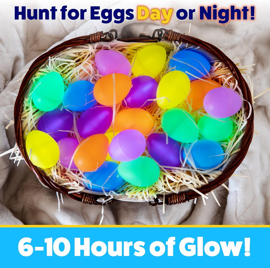 PartySticks 24 Glow Eggs & 72 Mini Glow Sticks - Glow-in-the-Dark Easter Basket Stuffers for Kids & Teens