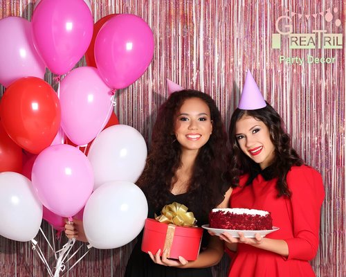 GREATRIL Rose Gold Tinsel Party Backdrop | Foil Fringe Curtain for Birthday Photo Booth - 1m x 2.5m (Pack of 2)