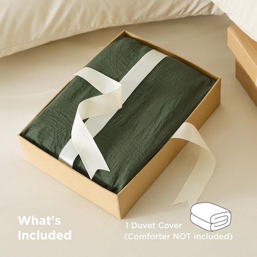 Bedsure Olive Green Duvet Cover - Soft Prewashed Cotton-Like Polyester, King Size 104x90 Inches with Zipper Closure