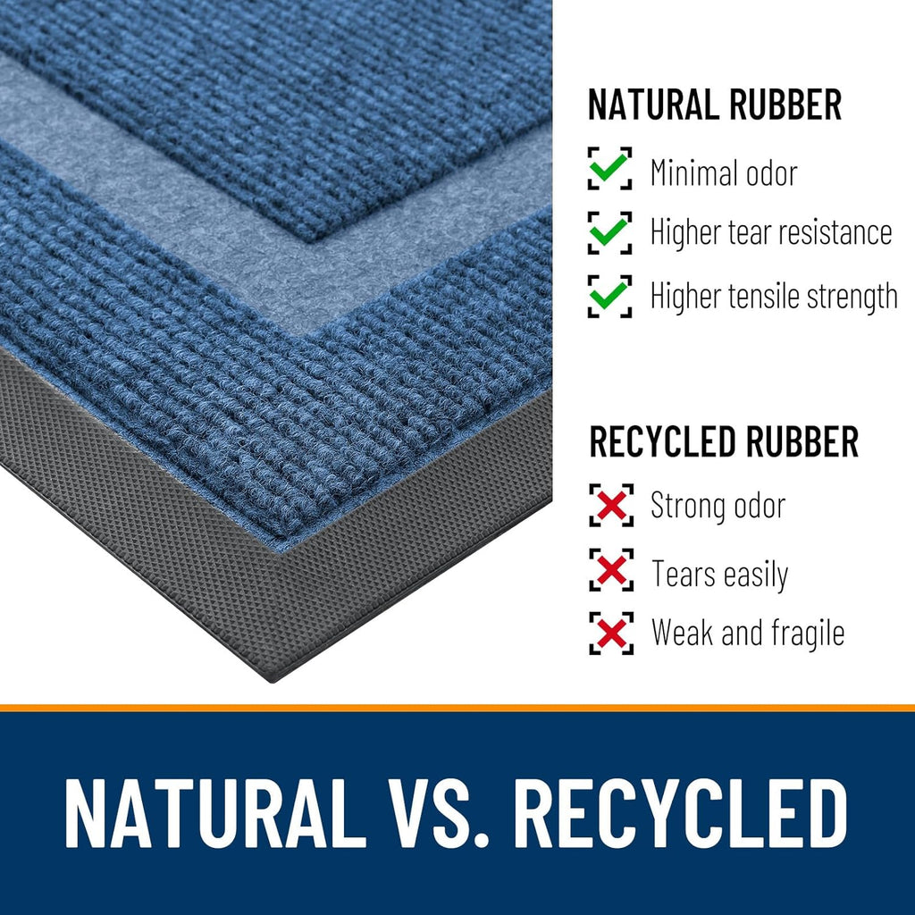 OLANLY Indoor Outdoor Front Door Mat - Waterproof All-Season Doormat, Easy Clean, 47x17, Light Blue