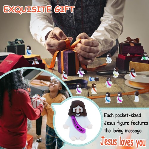 Little Jesus Figures by [Brand Name] - 32 Mini Rubber Jesus Figurines for Easter Egg Hunts | Colorful Party Favors