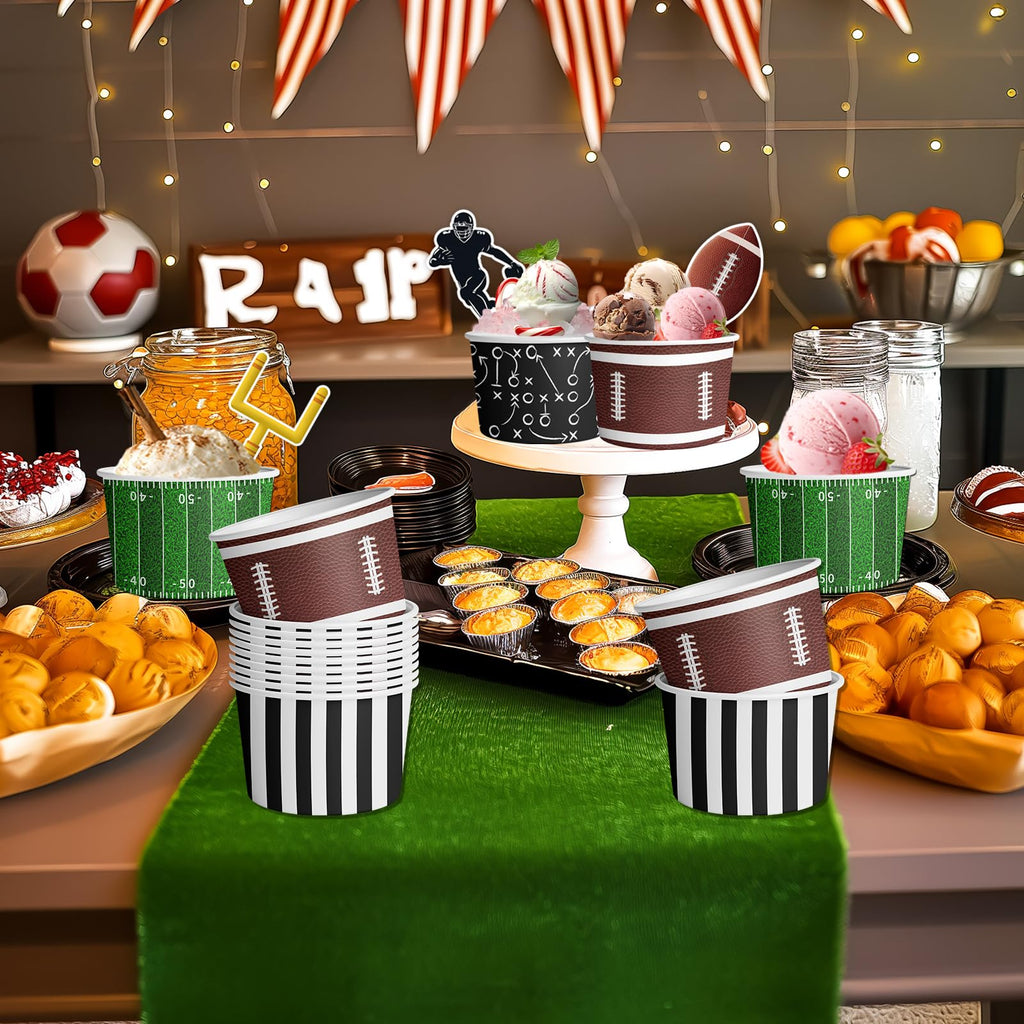 HAKOTI 48Pcs Football Party Supplies Kit - Football Ice Cream Bowls Party Snack Bowls Birthday Themed Decoration for Game Day Party,Sports Event