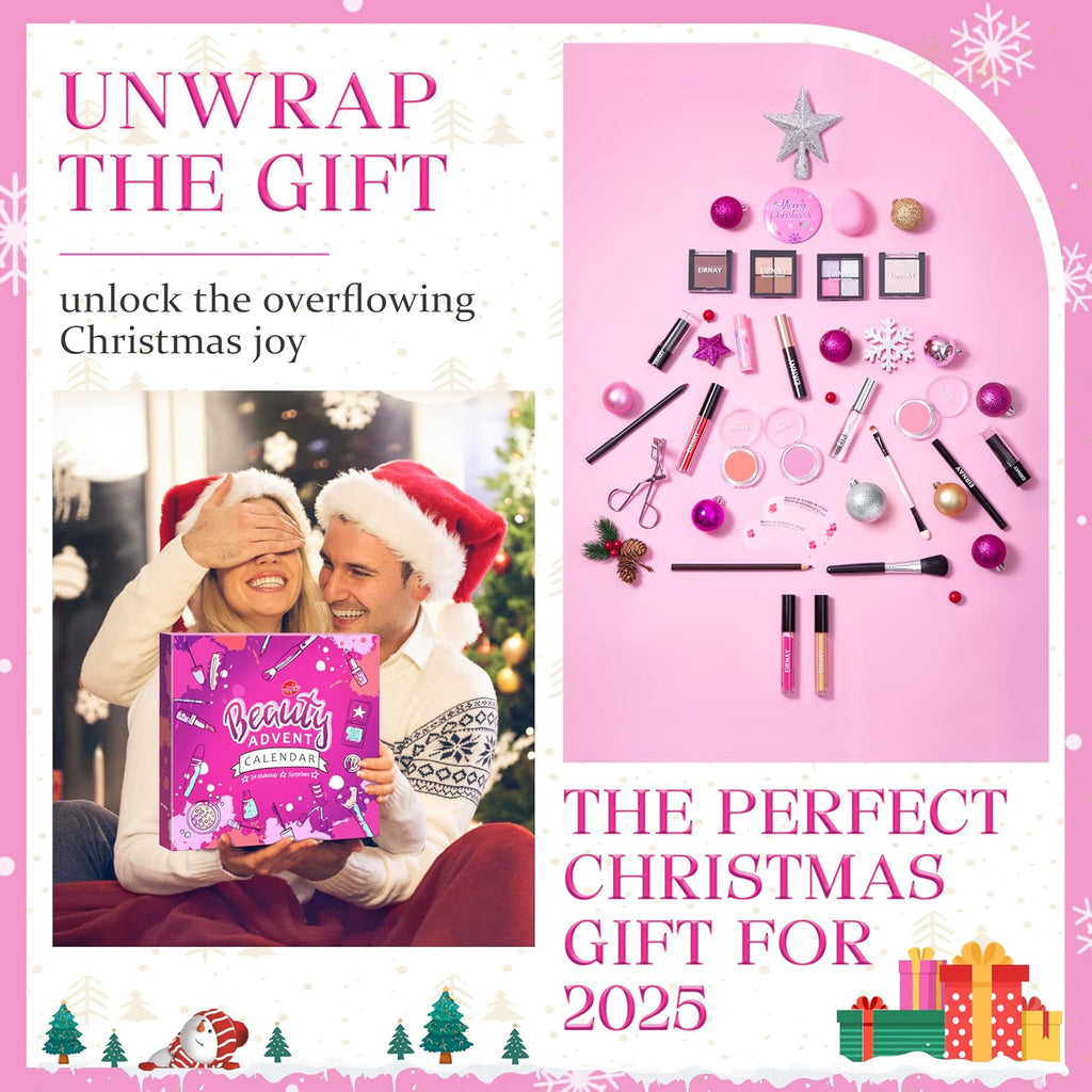 Skiennix Makeup Advent Calendar 2025 - 24 Days of Holiday Surprises for Women & Teens | Festive Gift Set