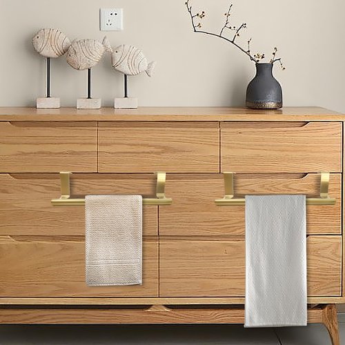 Lilaly 2 PCS Gold 9.25" Kitchen Towel Holder, Over Cabinet Towel Bar