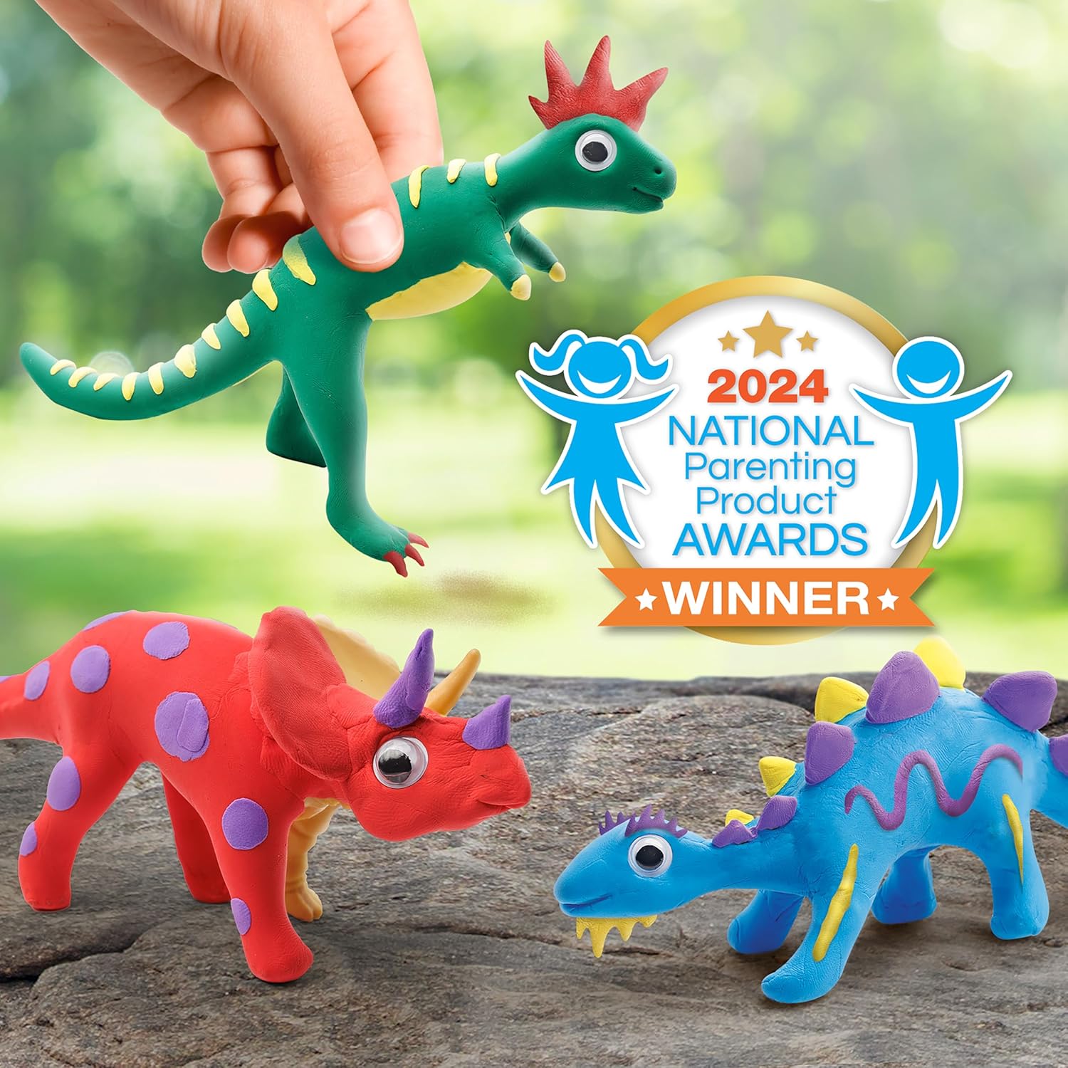 National Geographic Clay Dinosaur Arts & Crafts Kit - Air Dry Clay with 5 Colors & Dino Skeletons for Kids Ages 4-10