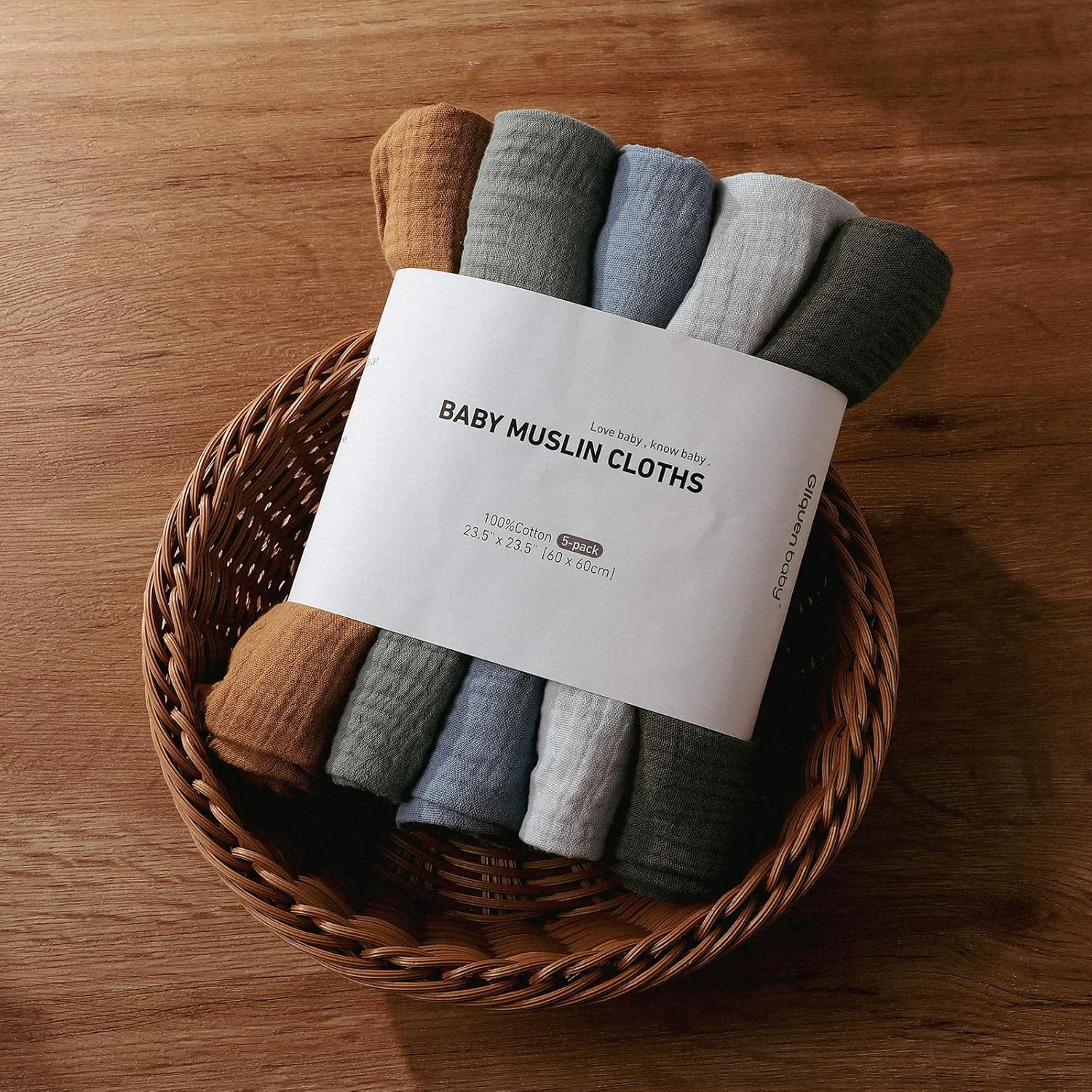 Skiennix Muslin Receiving Blankets - Breathable Neutral Swaddle Wraps for Newborns | 5 Pack