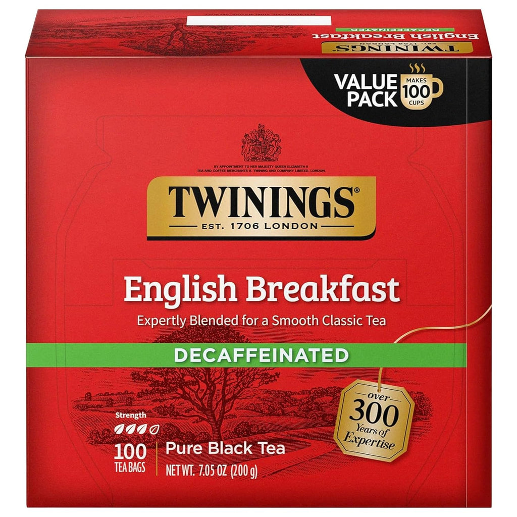 Twinings Decaffeinated English Breakfast Black Tea - Smooth & Flavorful | 100 Individually Wrapped Teabags