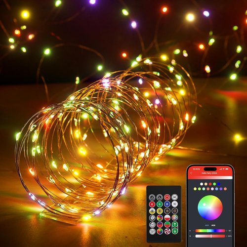 Ariceleo RGB Fairy Lights - 32.8 Ft USB Powered String Lights with Remote & App Control | Waterproof Copper Wire