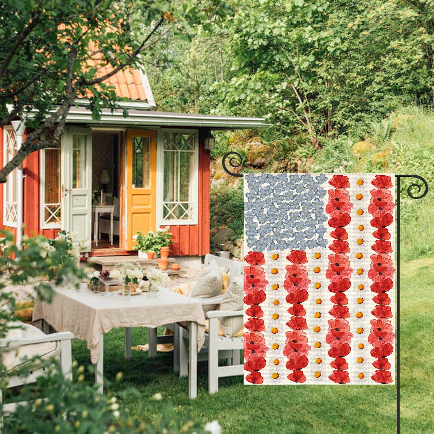 AVOIN Colorlife Myosotis Poppy Garden Flag - 12x18 Inch Double-Sided Patriotic Outdoor Decoration