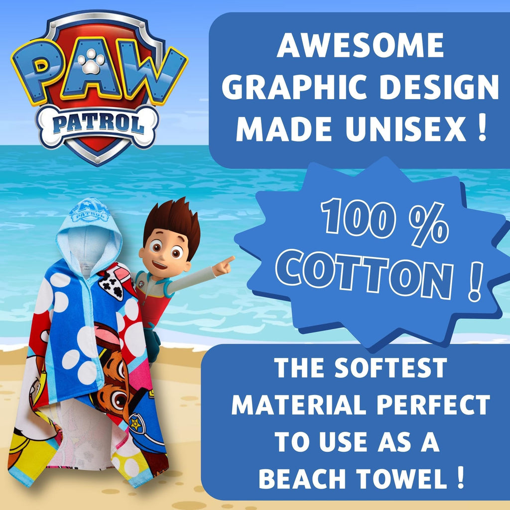 Paw Patrol Hooded Towel 100% Cotton Skye Chase Poncho Kids Beach Towel Boys Bath Towel Girls Swimming Wrap Changing Robe