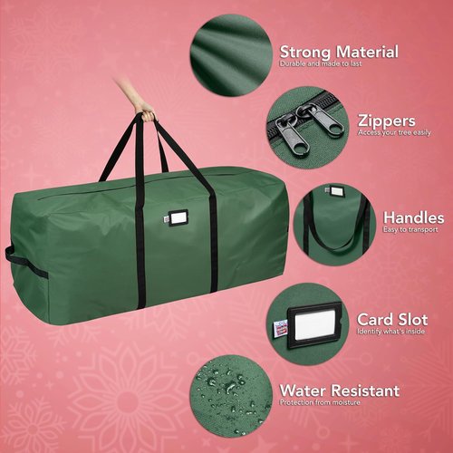 Holiday Cheer Christmas Storage Bag - Heavy Duty Waterproof Design for 9ft Artificial Trees | Durable Handles & Zipper