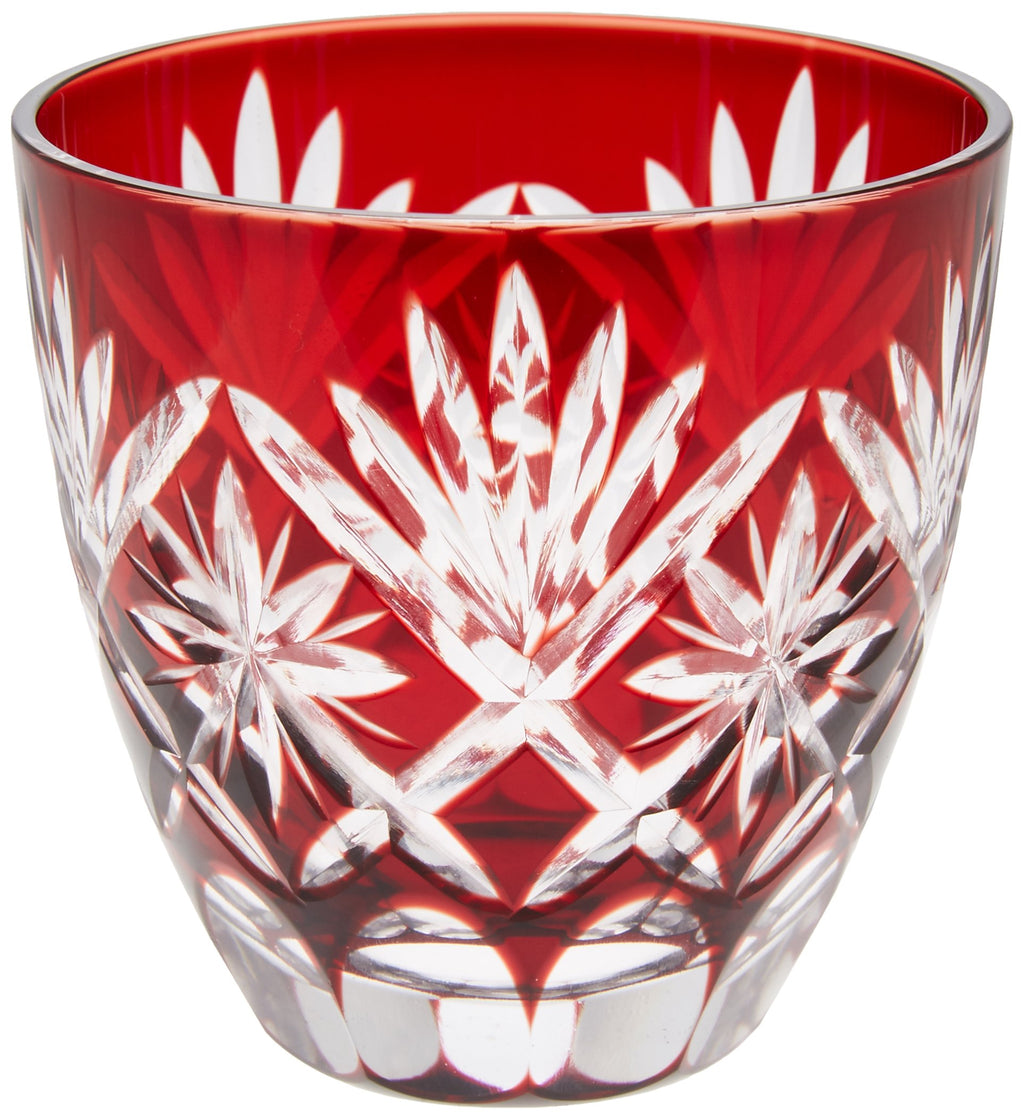 Tajima Glass TG98-203-1R Edo Kiriko Hoshiko, Gui Cup, 2.5 fl oz (75 ml), Red