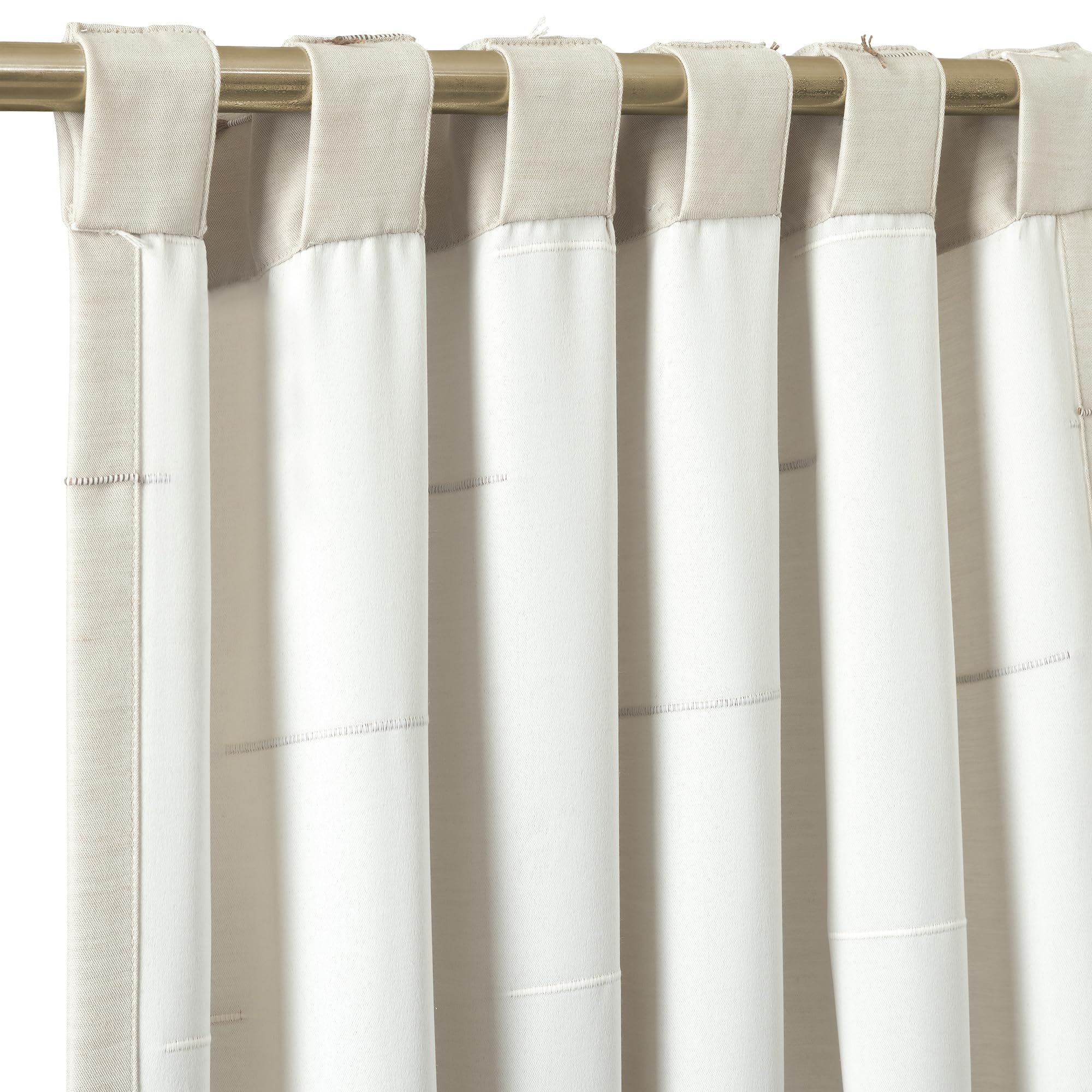 Lush Decor Boho Stripe Clip Jacquard Window Curtain Panels Pair 42" W x 84" L Neutral & Brown - Beige Curtains for Living Room - Modern Bedroom Curtains