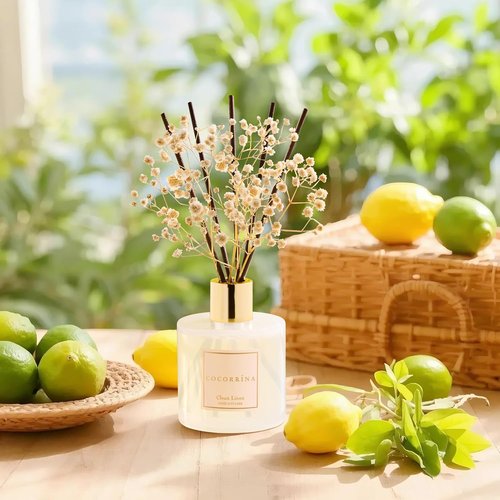 Cocorrína Reed Diffuser - Clean Linen Scented Home Fragrance Set | 6.7 fl oz with Sticks for Bathroom Decor