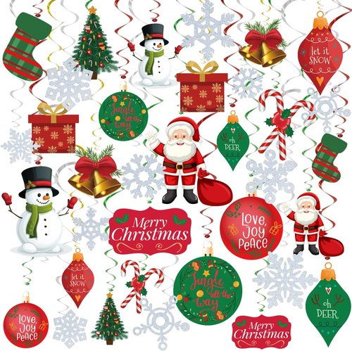 GOER Christmas Decorations - 36 Pcs Hanging Swirls for Festive Party Supplies