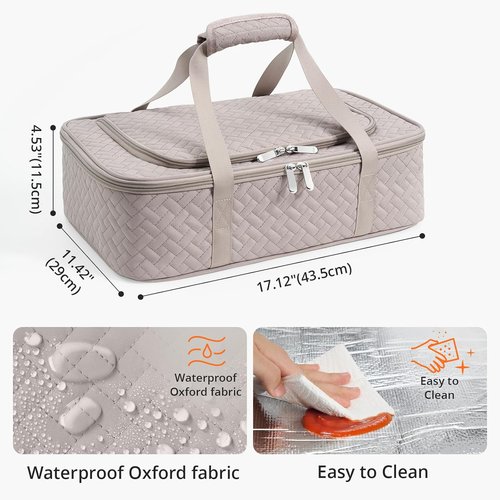 Insulated Casserole Carrier by [Brand Name] - Portable Hot/Cold Food Holder | Fits 9" x 13" Dish (Grey)