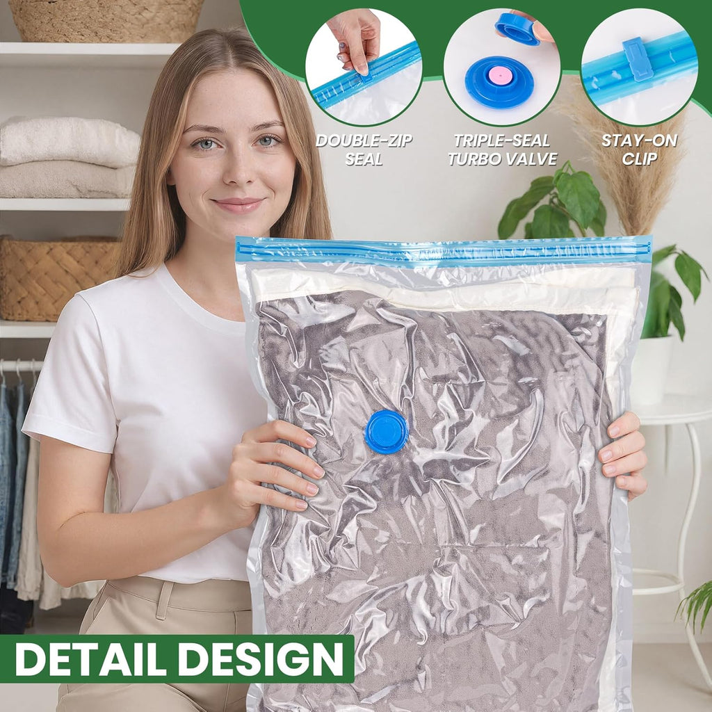 Skiennix Vacuum Storage Bags - 20-Pack with Electric Air Pump for Clothes & Comforters | 4 Jumbo, 4 Large, 4 Medium, 4 Small, 4 Roll-Up Bags