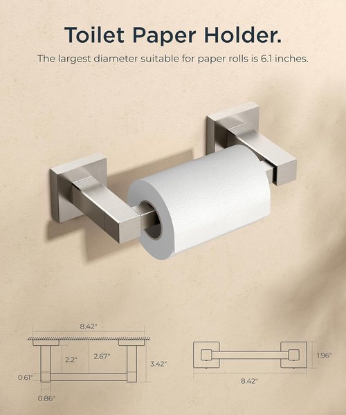 FORIOUS Toilet Paper Holder - Rustproof Stainless Steel Double Post Pivoting Design | 2-Pack Square