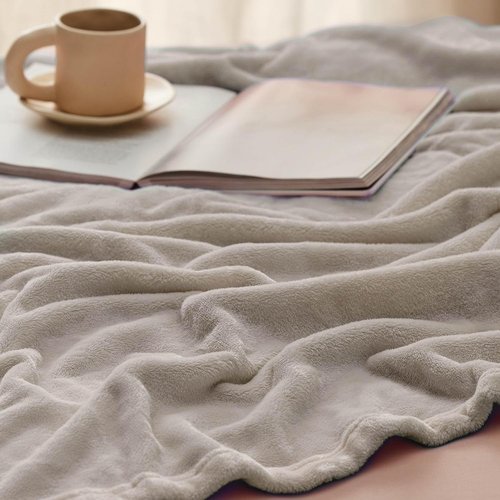 Bedsure GentleSoft Fleece Blanket - Cozy Plush Queen Size in Oxford Tan | Lightweight Microfiber 90x90 Inches
