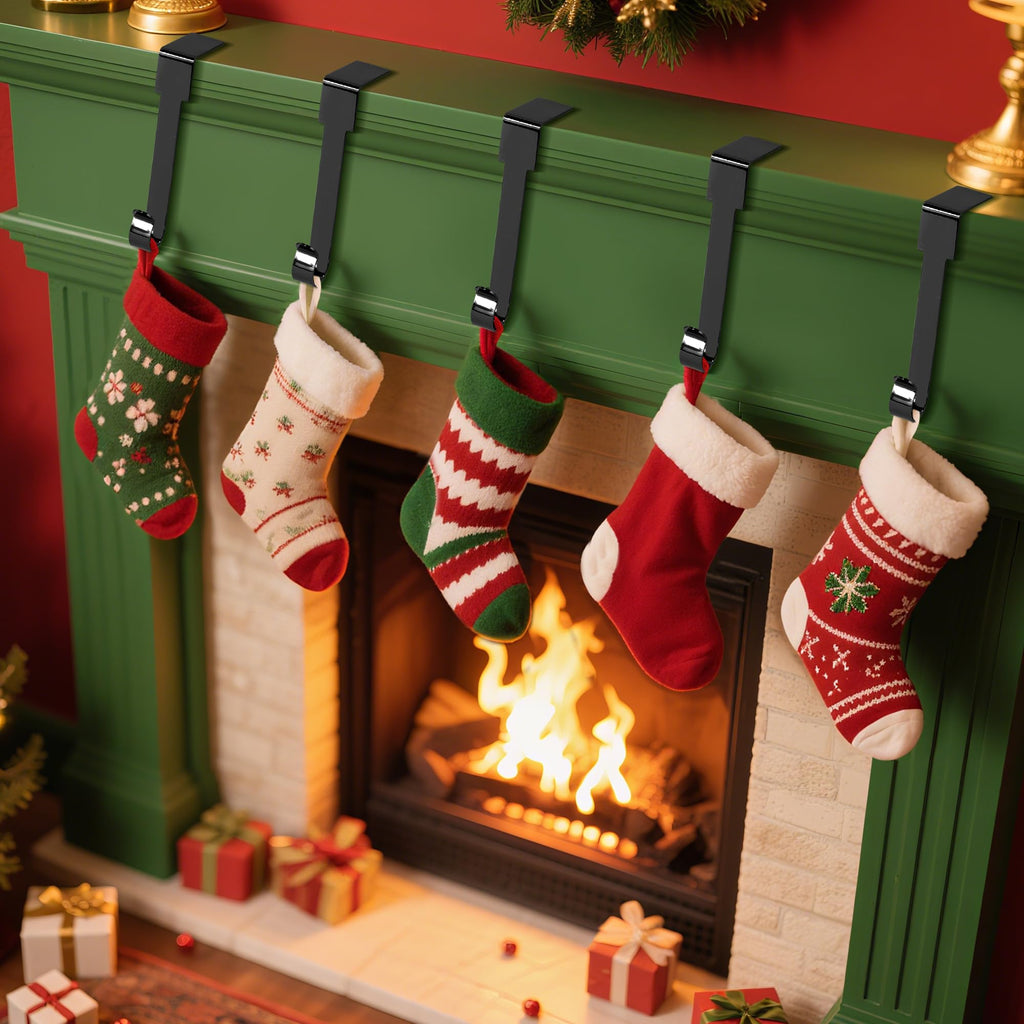 Doitory Christmas Stocking Holder Hanger,4 or 6 Pack Stocking Holders for Fireplace and Mantle for Xmas Holiday Party Decorations