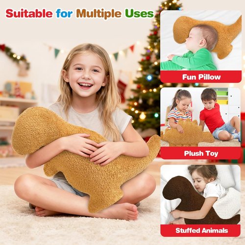 **Skiennix Dino Nugget Pillow - Funny Plush Dinosaur Pillow for Kids | Small Tyrannosaurus Rex Design**
