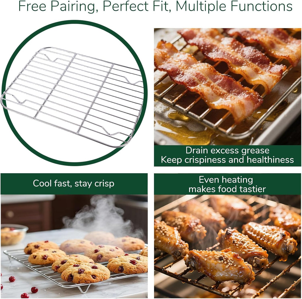 Skiennix 18/0 Stainless Steel Baking Sheet Set - Oven-Safe, Non-Toxic & Rust Resistant | Set of 6, Easy to Clean