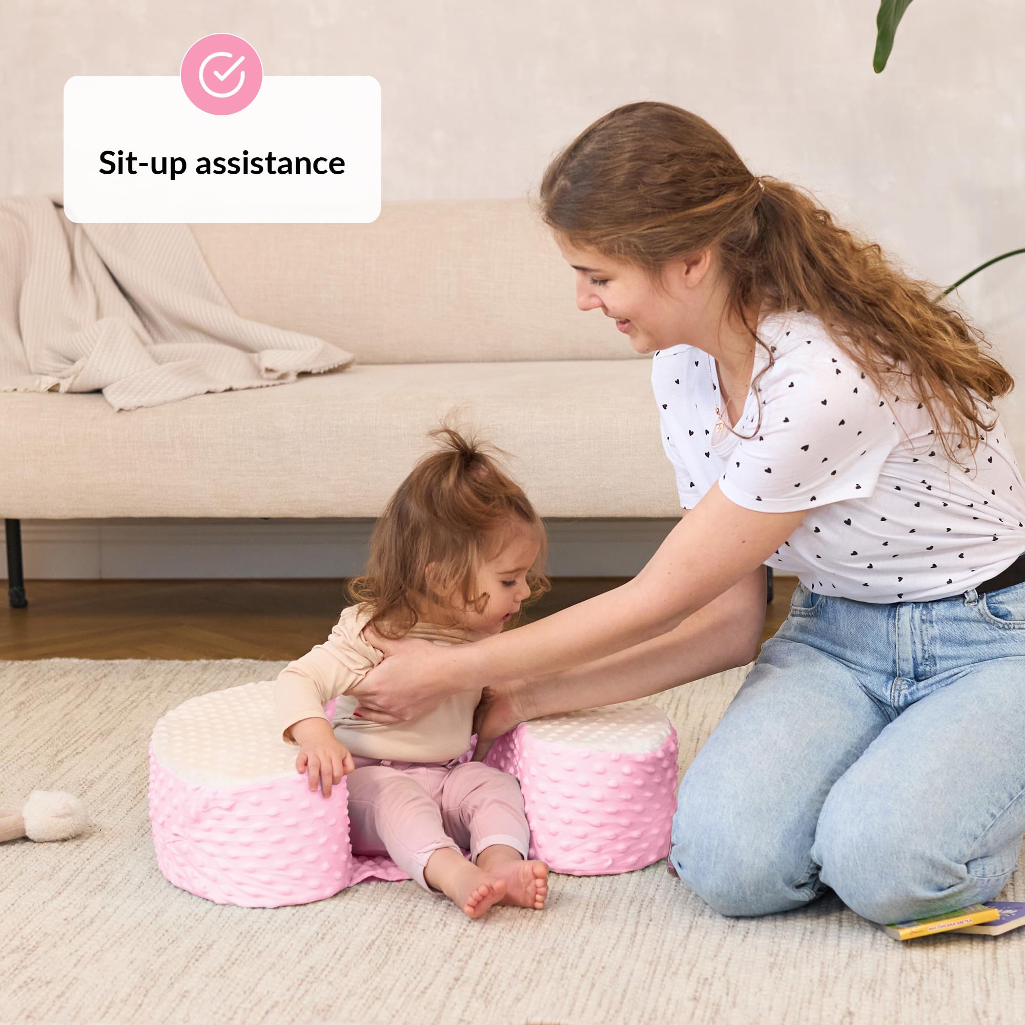 ODOXIA Baby Sit Up Pillow | Baby Pillow for Sitting Up | Comfortable Infant Seat for Early Sitting & Playtime | Soft & Stable Seat with Ring