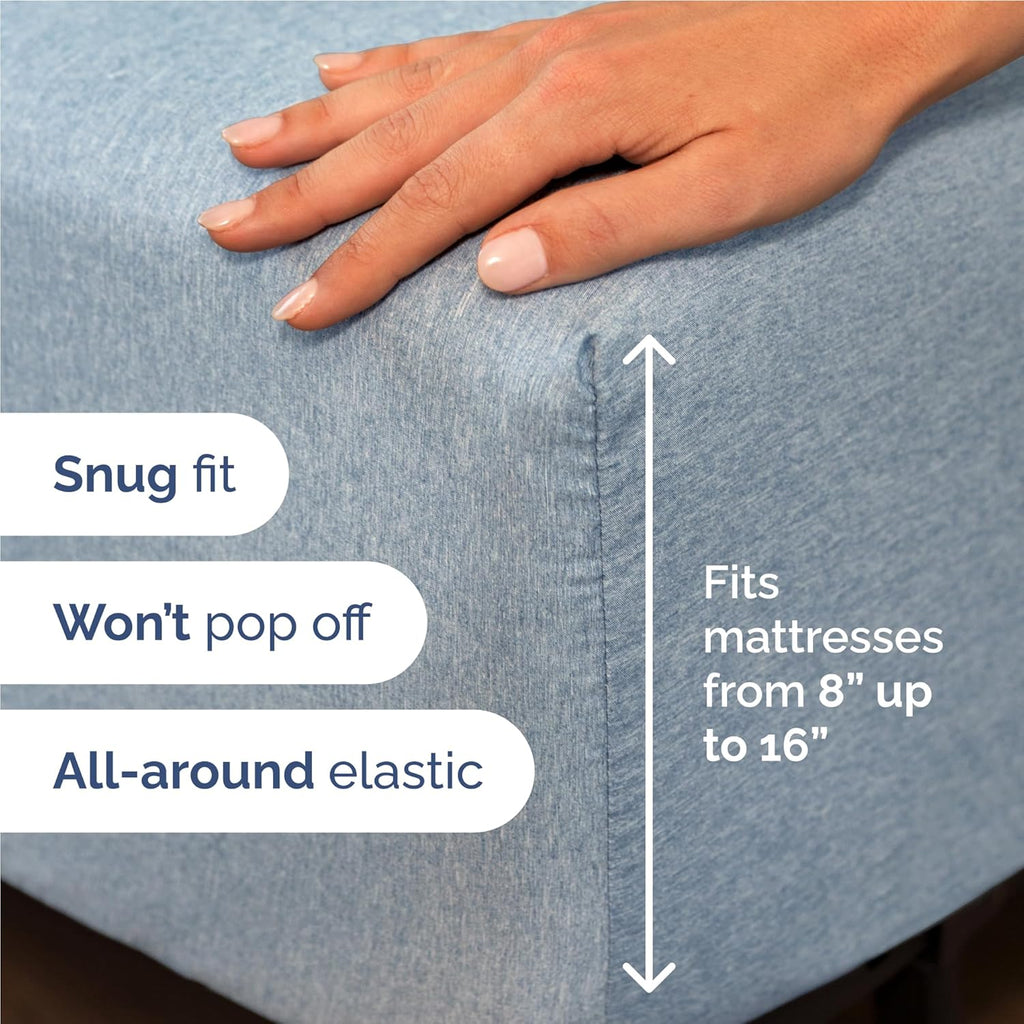 Skiennix Twin XL Sheet Set - Comfy Breathable Cooling Bedding - Luxury Hotel Quality - Deep Pockets, Wrinkle-Free, Blue