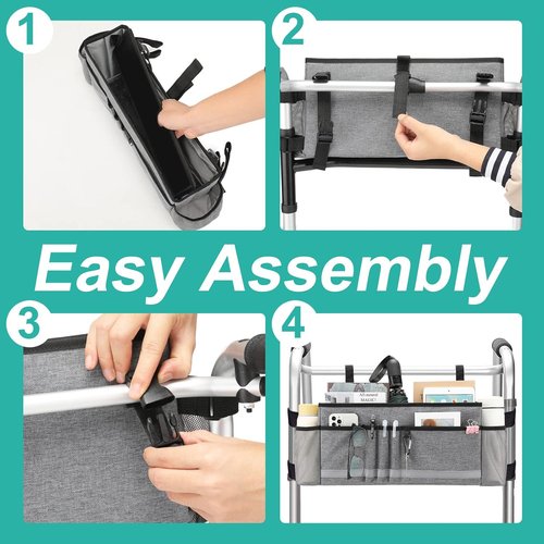 EXLIFBAG Walker Bag - Folding Design with Cup Holder for Seniors | Gray Color