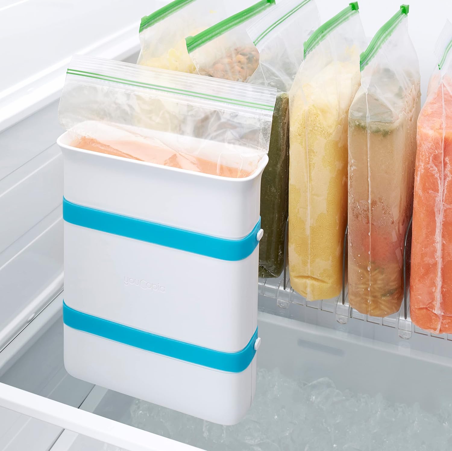 YouCopia FreezeUp Freezer Food Block Maker - 6 Cup Meal Prep Container for Soup & Leftovers