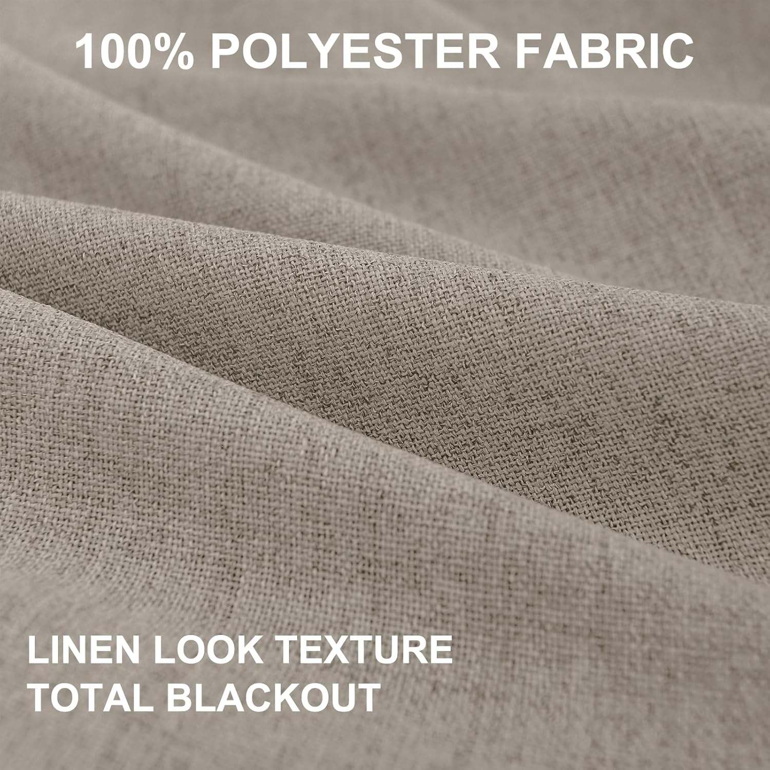Skiennix 100% Blackout Linen Curtains - Thermal Insulated Drapes, 50" W x 96" L, 2 Panels Set