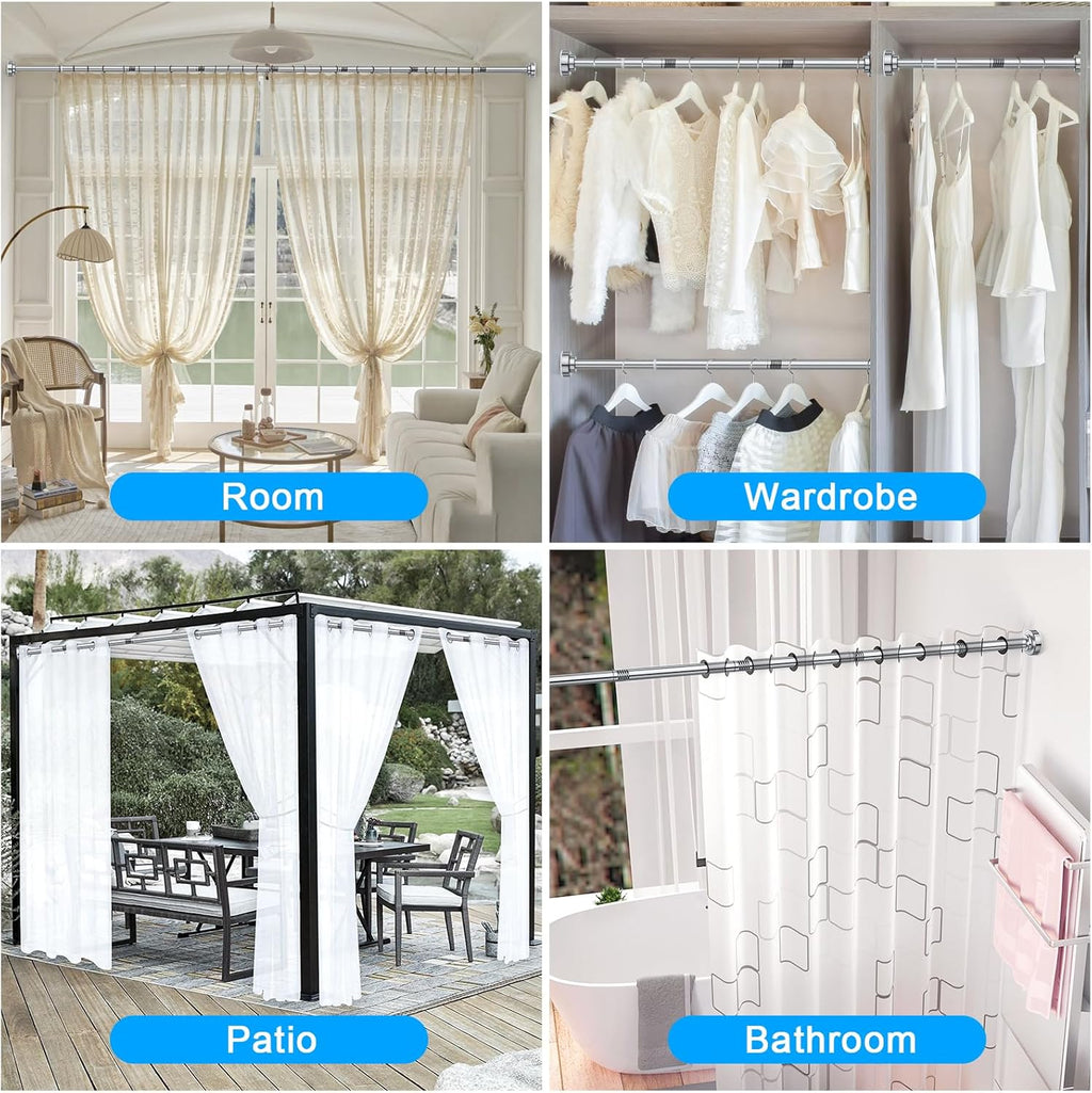 TEECK Adjustable Shower Curtain Rod - 32-80 Inch Anti-Slip, Rust-Free Design | Easy No-Drill Installation