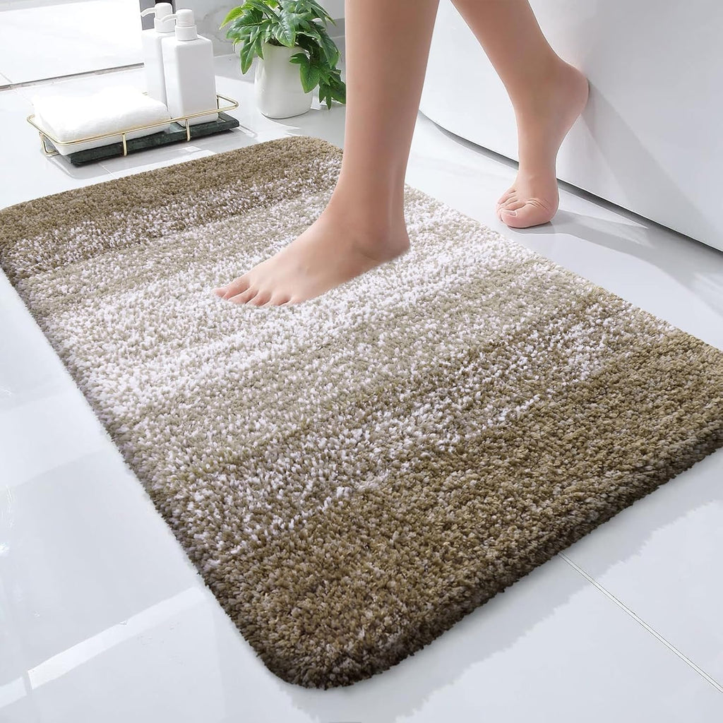 OLANLY Bath Rugs Mat - Extra Soft Microfiber, Quick Dry, Machine Washable | 24x16 Coffee Color