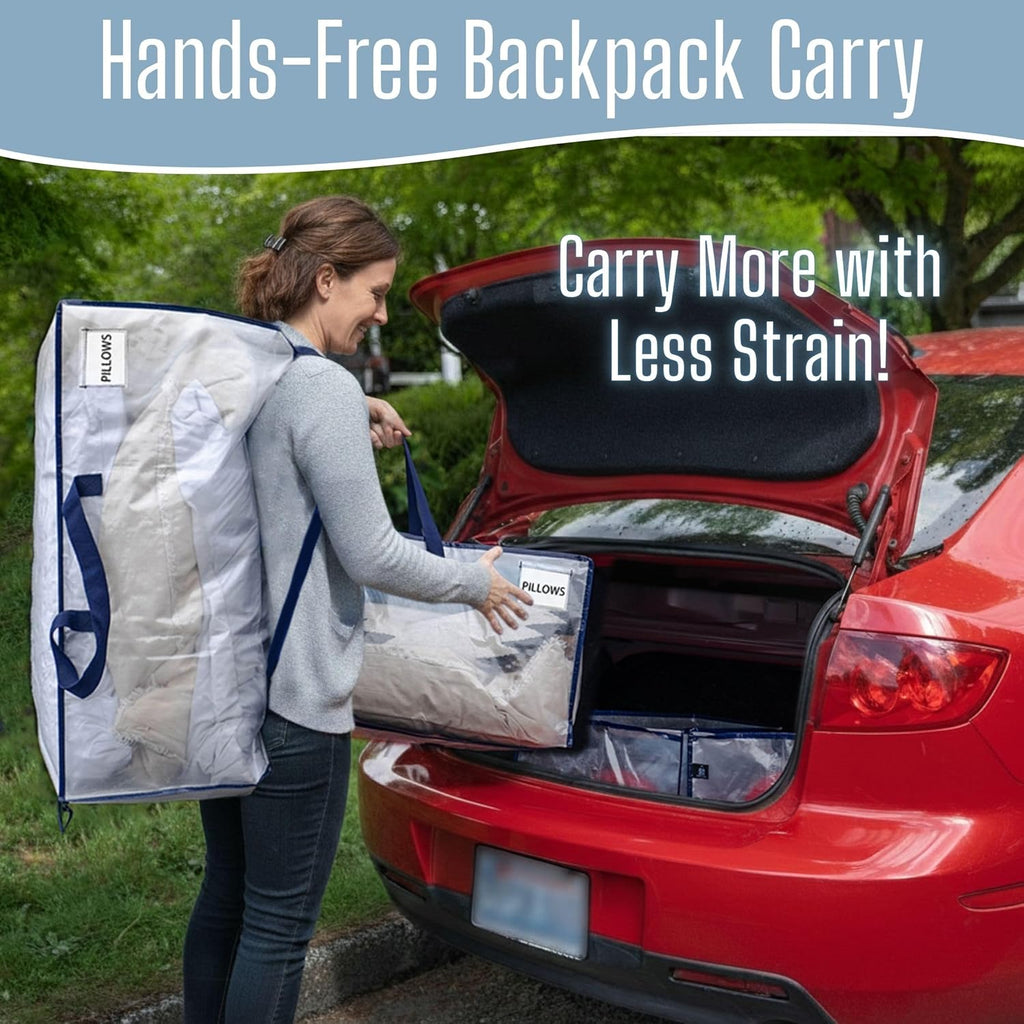 VENO Heavy Duty Moving Bags - 6 Pack with Backpack Straps & Zippers | Extra Large Packing Solution for College Dorms