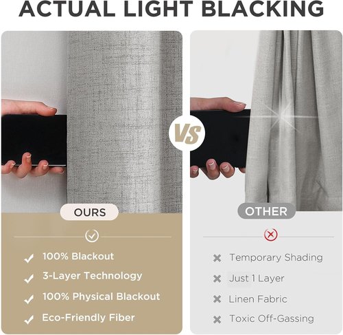 Joydeco Blackout Curtains - 84 Inch Linen Light Blocking Drapes | Thermal Insulated 2 Panel Set for Bedroom & Living Room