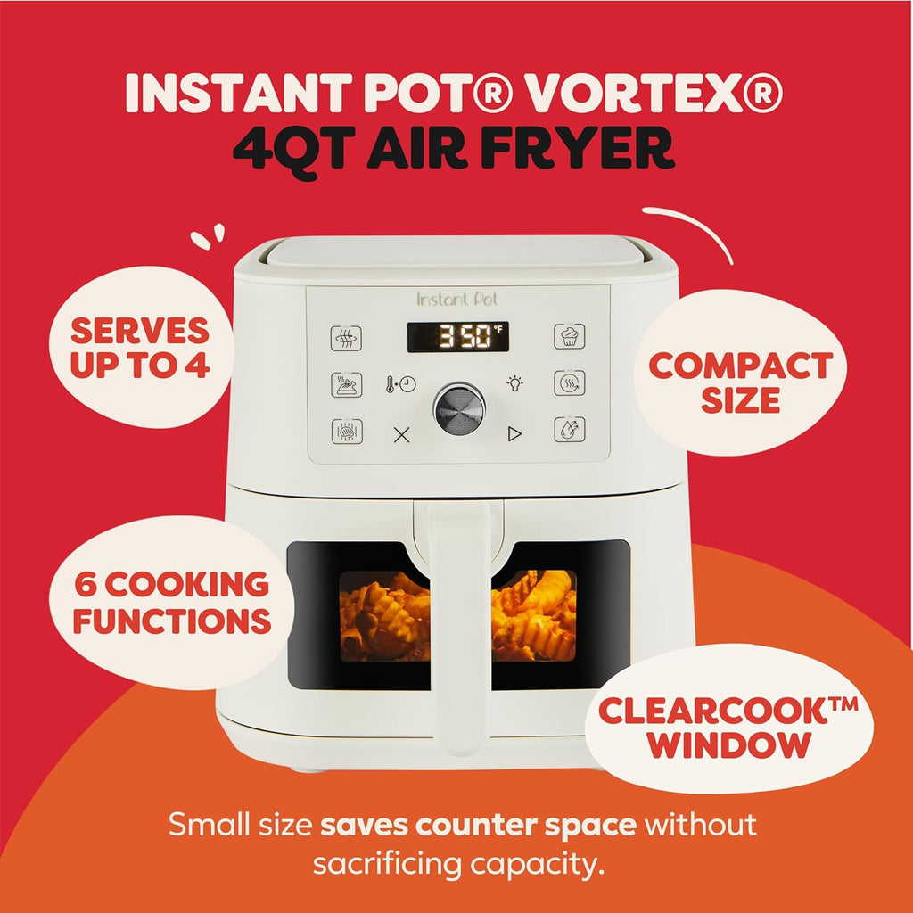 VORTEX Instant Pot 4Qt Mini Air Fryer - 6-in-1 Versatility with Custom Programs | Sea Salt Finish