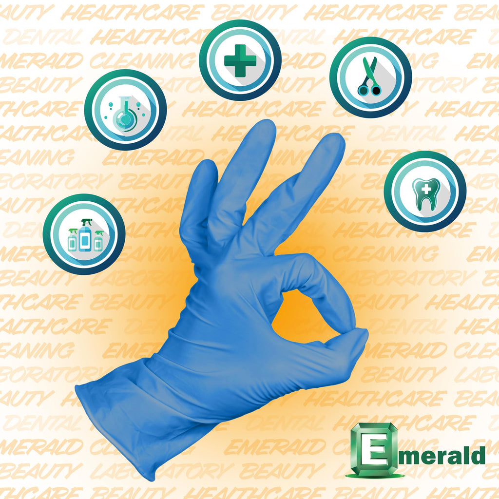 Emerald - 1,000 Gloves - Full Case - Nitrile Medical Exam Gloves, Latex Free, Powder Free, 10 Boxes of 100, Blue, Size: Small