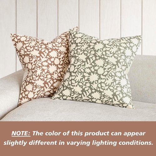Foindtower Decorative Floral Throw Pillow Covers - Set of 2 | Boho Accent Cushions for Home Decor, 18x18 Inch, Light Orange Brown