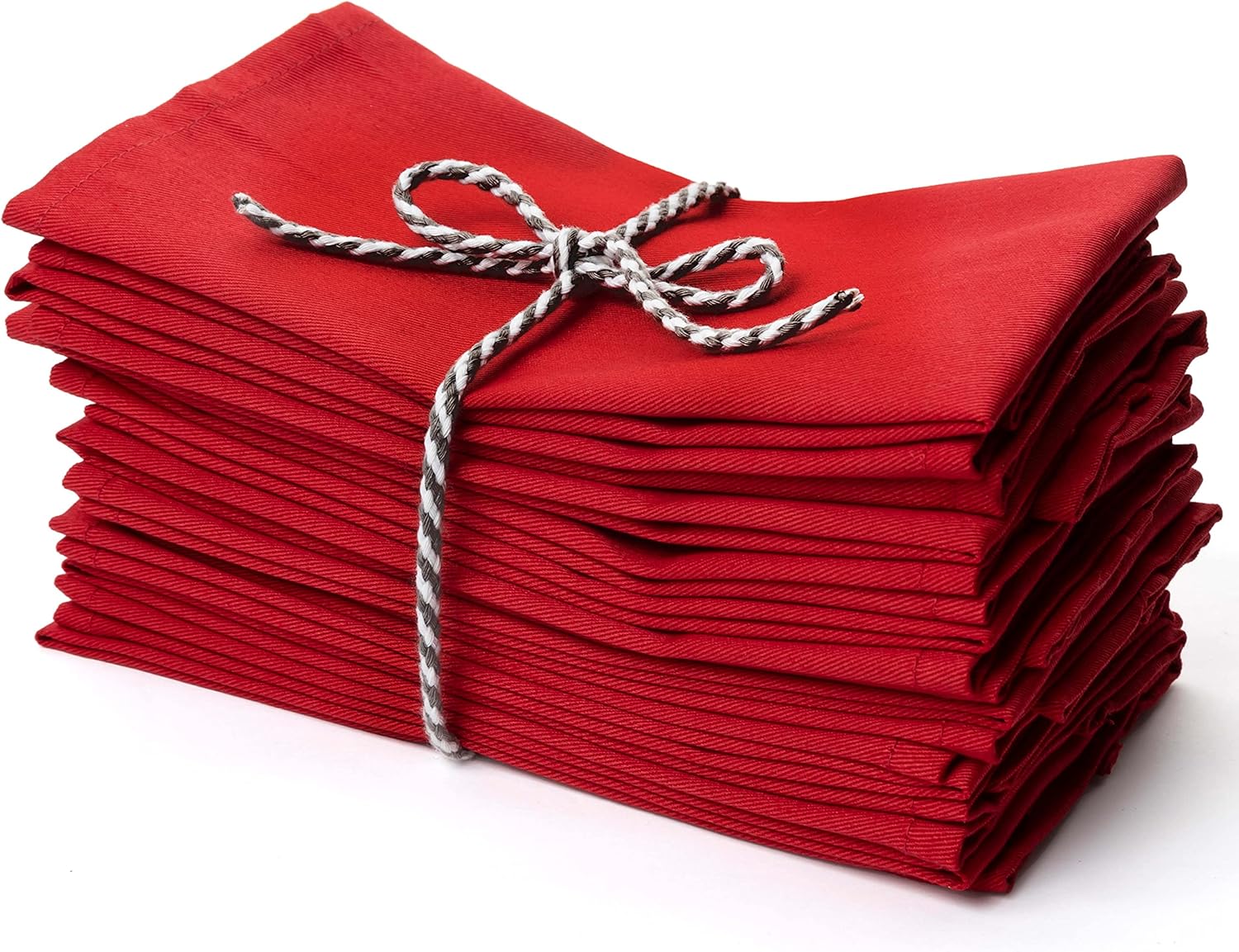 PERLLI Christmas Red Cloth Dinner Napkins - Soft Cotton Blend, 12 Pack, 18x18 Inches | Washable & Reusable Table Decor