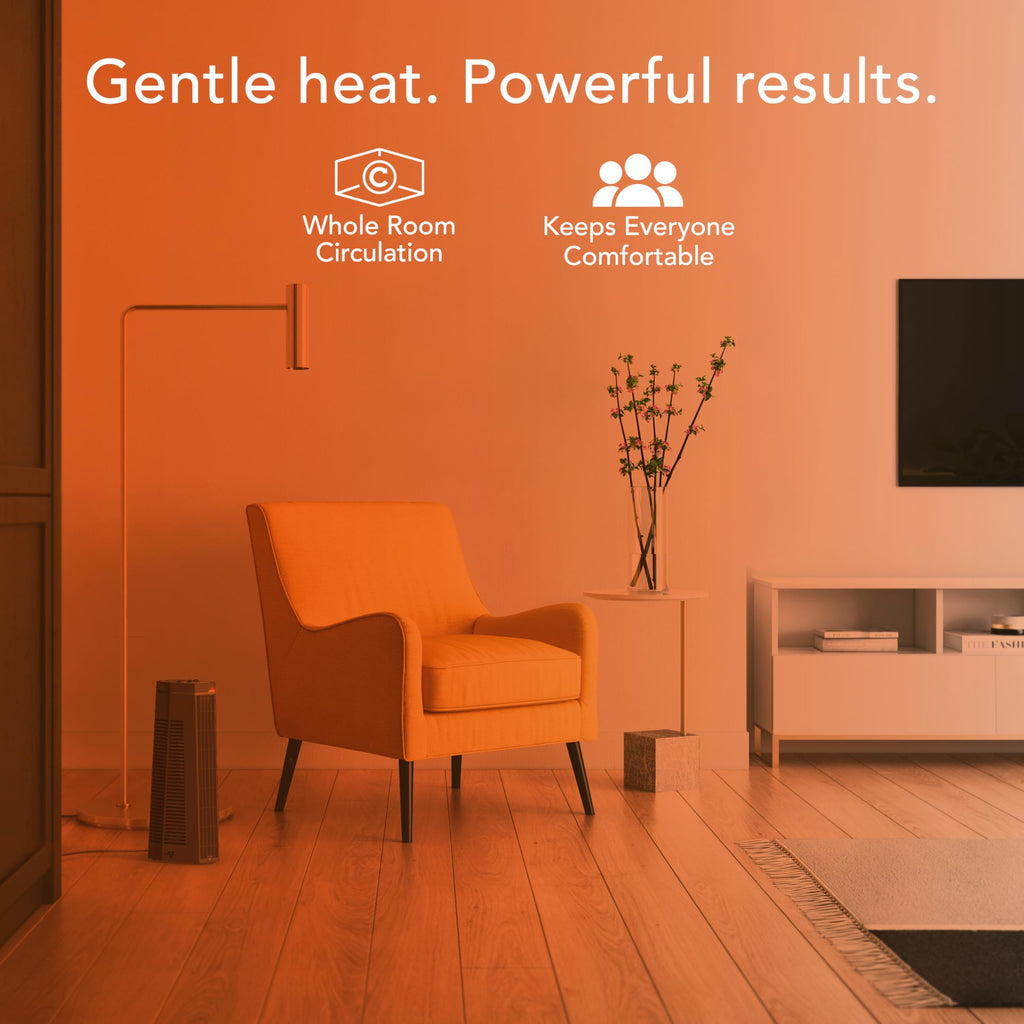 Vornado Rise 20H (2025) Whole Room Tower Heater for Home, 3 Heat Settings, Advanced Safety, Targeted Heating, 20 Inches Tall, Manual Control Dial, Heater for Bedroom, Office, and Home Use, Black