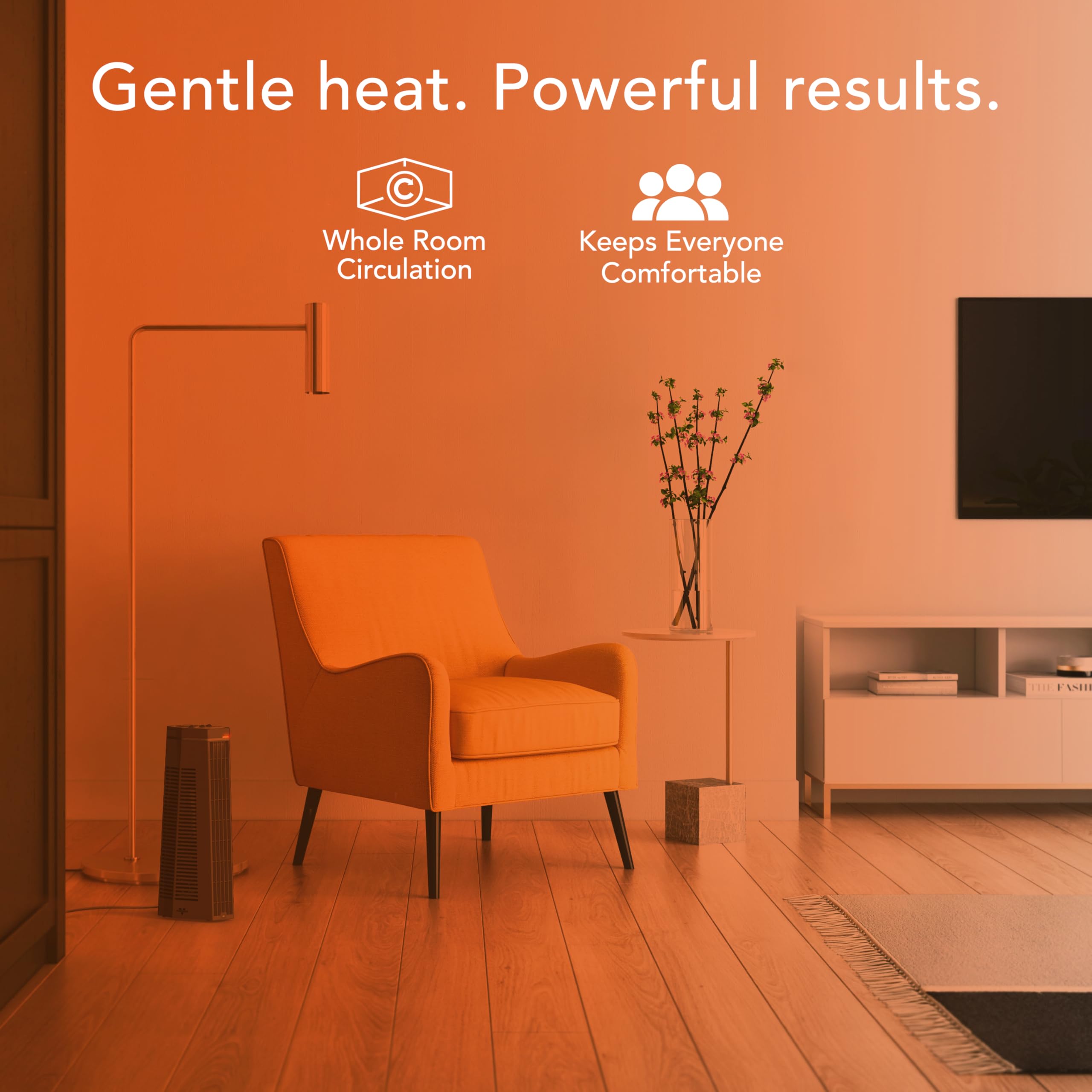 Vornado Rise 20H (2025) Whole Room Tower Heater for Home, 3 Heat Settings, Advanced Safety, Targeted Heating, 20 Inches Tall, Manual Control Dial, Heater for Bedroom, Office, and Home Use, Black