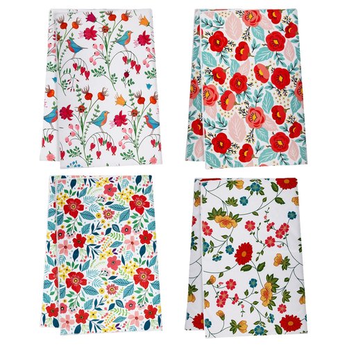 JDGHGB 4Pcs Kitchen Dish Towels,Microfiber Cloth Floral Dish Towels,Housewarming Gift for Kitchen Stuff Decor Accessories,16 x 24 in