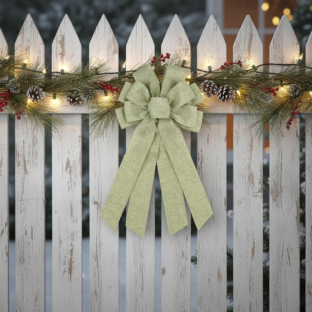 Skiennix Mint Green Large Bow - 11x21 Inch Wired Ribbon for Wreaths & Spring Decor