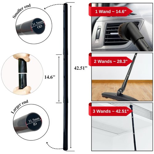 Universal Vacuum Attachments Hardfloor Brush and Replacement Accessories for Vacuum Cleaners - Horsehair Hardwood Floor Attachments and Vacuum Hose Adapter Kit - Vacuum Attachments for Car Detailing